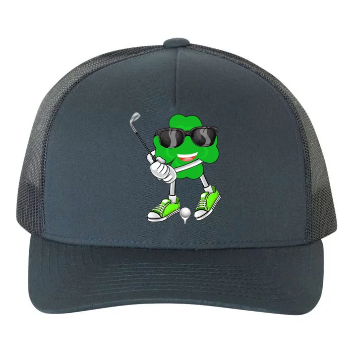 Shamrock Clover Playing Golf Saint Patrick's Day Gift Yupoong Adult 5-Panel Trucker Hat