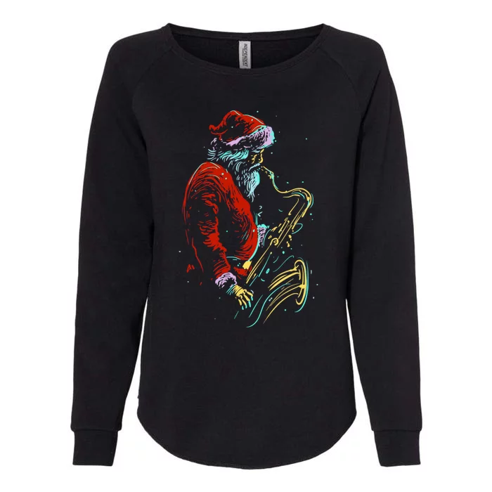 Santa Claus Playing Saxophone Musical Funny Gift Womens California Wash Sweatshirt