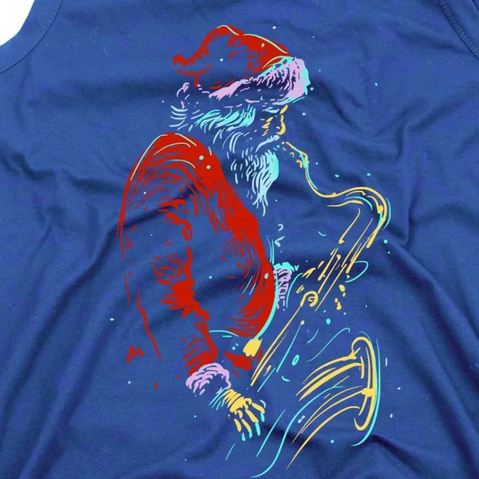 Santa Claus Playing Saxophone Musical Funny Gift Tank Top