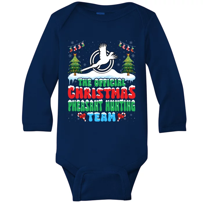 Snow Christmas Pheasant Hunting Team Baby Long Sleeve Bodysuit