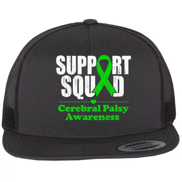 Support Cerebral Palsy Cp Awareness Month Green Ribbon Flat Bill Trucker Hat