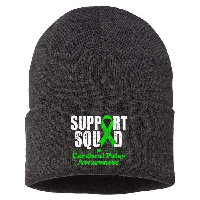 Support Cerebral Palsy Cp Awareness Month Green Ribbon Sustainable Knit Beanie