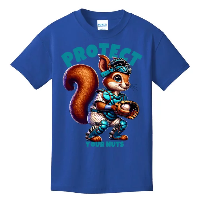 Squirrel Catcher Protect Your Nuts Funny Baseball Gift Kids T-Shirt