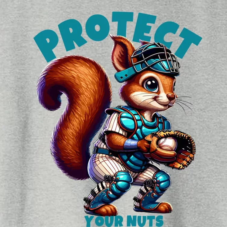 Squirrel Catcher Protect Your Nuts Funny Baseball Gift Women's Crop Top Tee