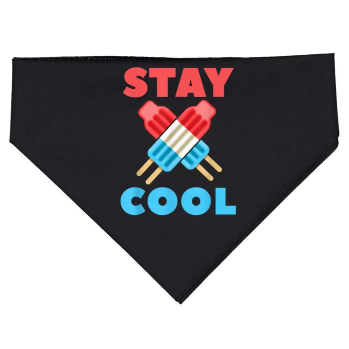 Stay Cool Popsicle Girl Boy Funny 4th Of July USA-Made Doggie Bandana