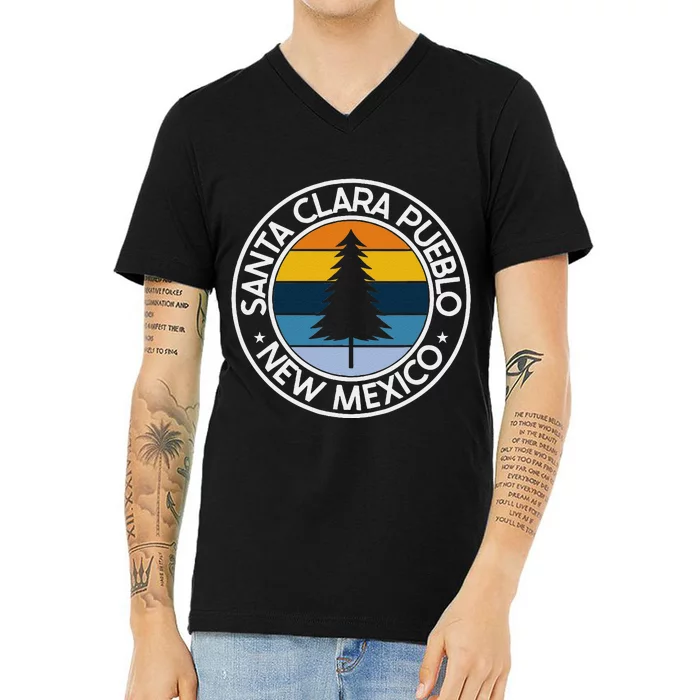 Santa Clara Pueblo New Mexico Nm Usa City Pride Retro Sunset V-Neck T-Shirt