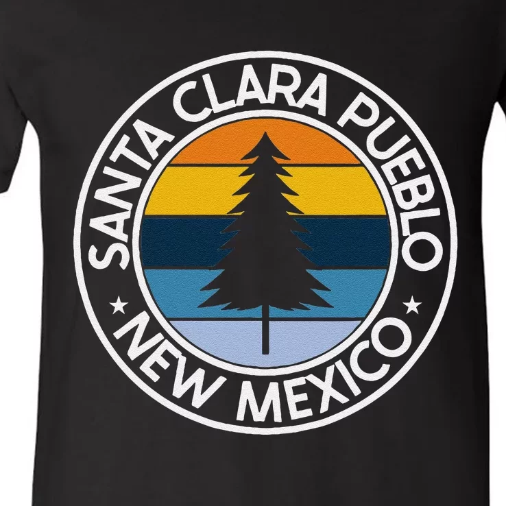 Santa Clara Pueblo New Mexico Nm Usa City Pride Retro Sunset V-Neck T-Shirt