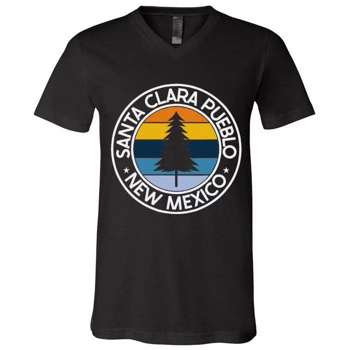 Santa Clara Pueblo New Mexico Nm Usa City Pride Retro Sunset V-Neck T-Shirt