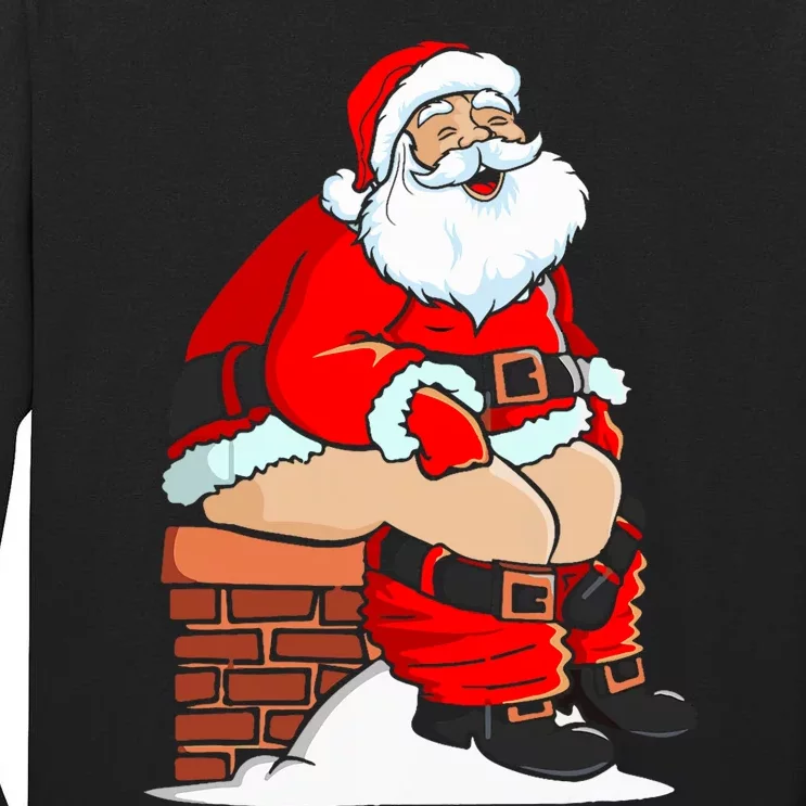 Santa Claus Pooping In Chimney Christmas Toilet Walk Tall Long Sleeve T-Shirt