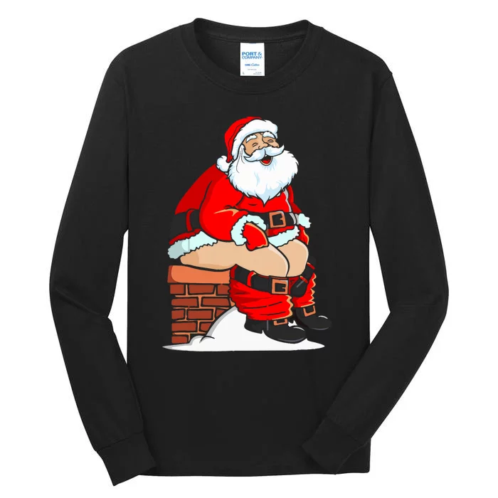 Santa Claus Pooping In Chimney Christmas Toilet Walk Tall Long Sleeve T-Shirt