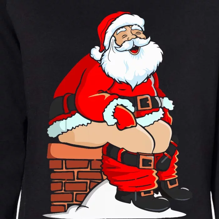 Santa Claus Pooping In Chimney Christmas Toilet Walk Womens California Wash Sweatshirt