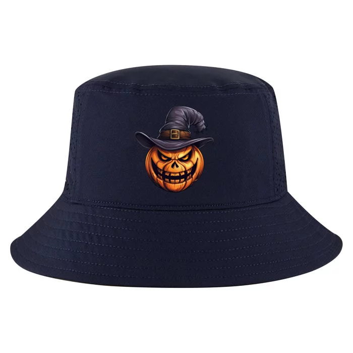 Spooky Carved Pumpkin Face With Witch Hat Halloween Party Gift Cool Comfort Performance Bucket Hat