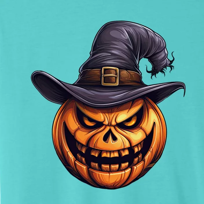 Spooky Carved Pumpkin Face With Witch Hat Halloween Party Gift ChromaSoft Performance T-Shirt