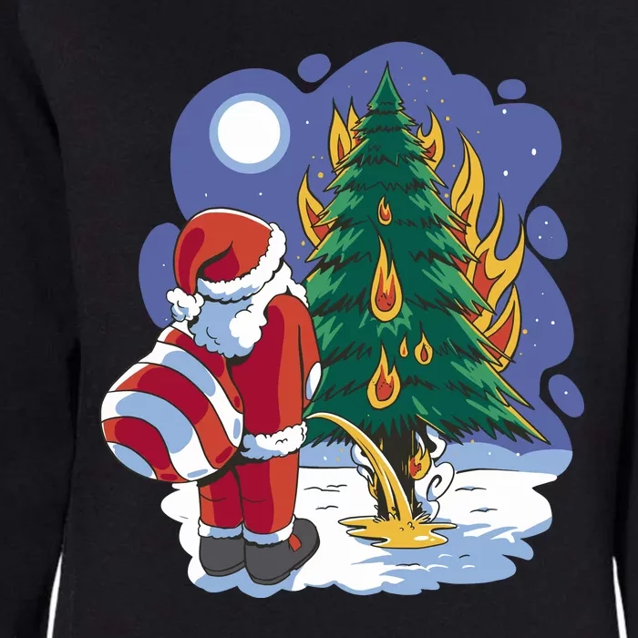 Santa Claus Pissing On Tree Womens California Wash Sweatshirt