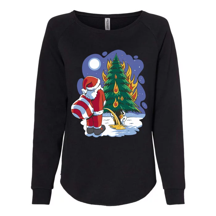 Santa Claus Pissing On Tree Womens California Wash Sweatshirt