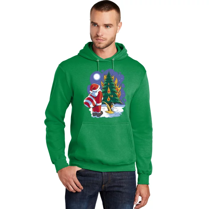 Santa Claus Pissing On Tree Hoodie