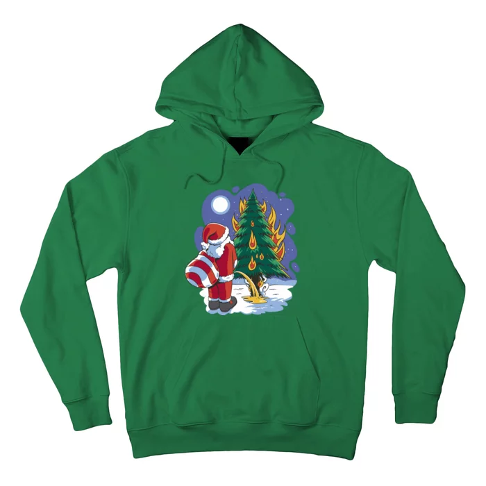 Santa Claus Pissing On Tree Hoodie