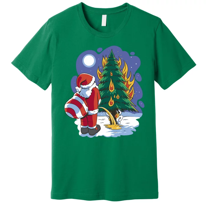 Santa Claus Pissing On Tree Premium T-Shirt