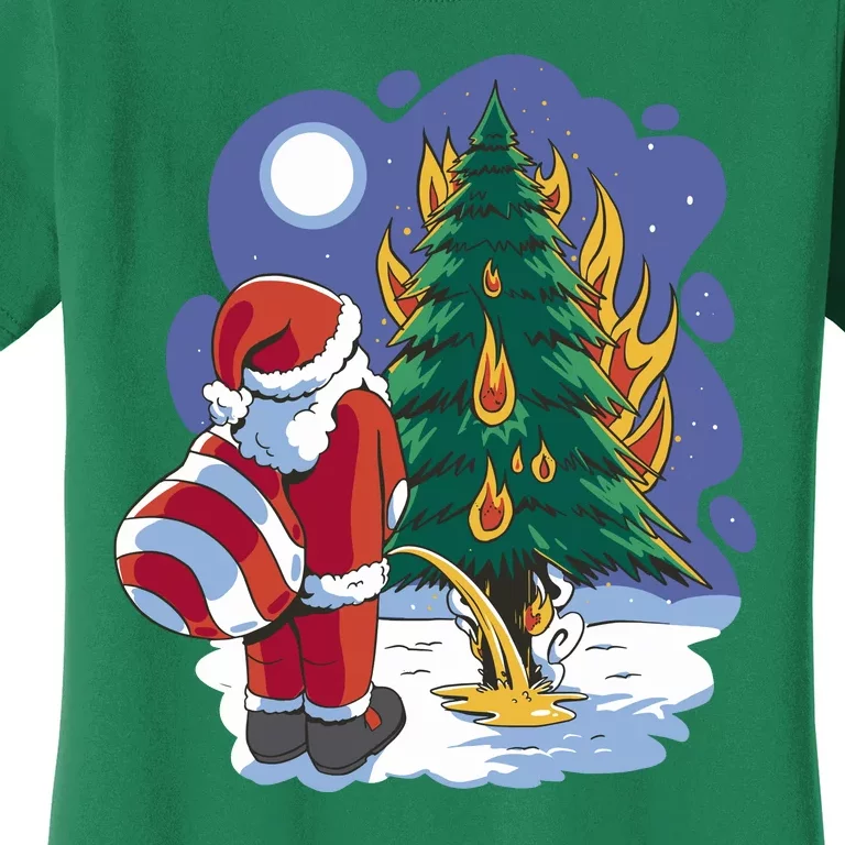 Santa Claus Pissing On Tree Women's T-Shirt