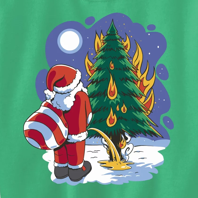 Santa Claus Pissing On Tree Kids Sweatshirt