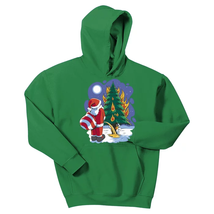 Santa Claus Pissing On Tree Kids Hoodie