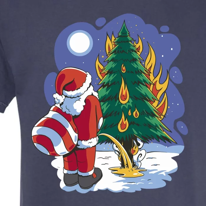 Santa Claus Pissing On Tree Garment-Dyed Heavyweight T-Shirt