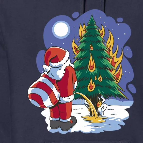 Santa Claus Pissing On Tree Premium Hoodie