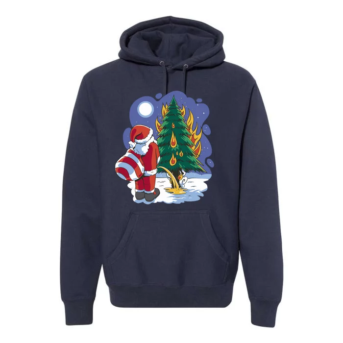 Santa Claus Pissing On Tree Premium Hoodie