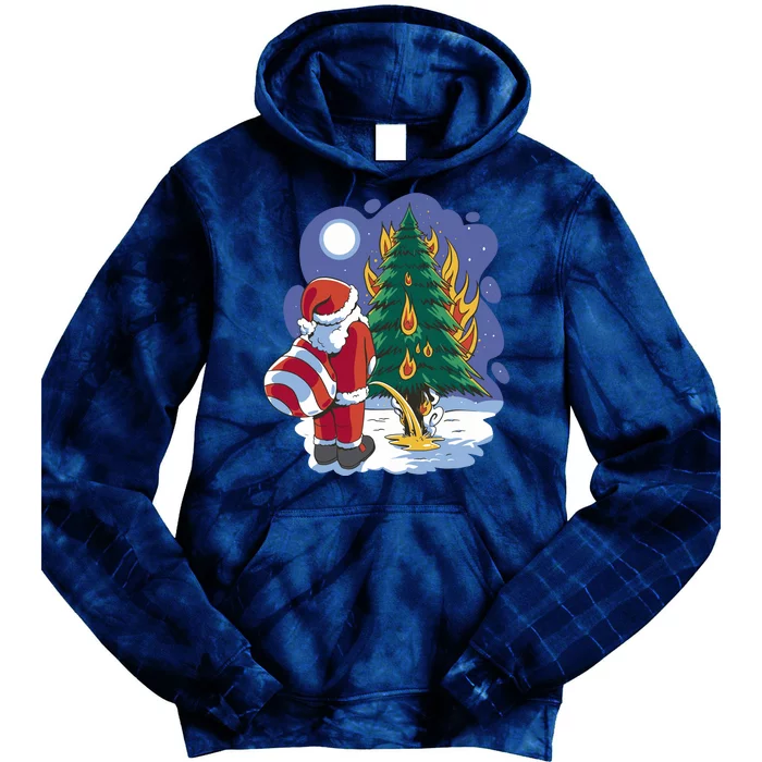 Santa Claus Pissing On Tree Tie Dye Hoodie