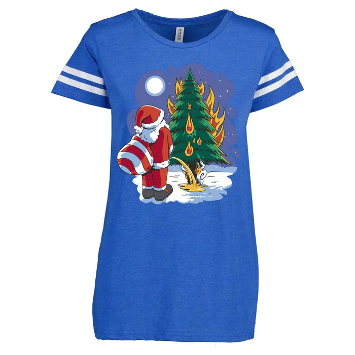 Santa Claus Pissing On Tree Enza Ladies Jersey Football T-Shirt