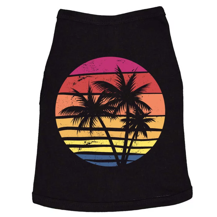 Summer Colorful Palm Tree Retro Sunset Doggie Tank