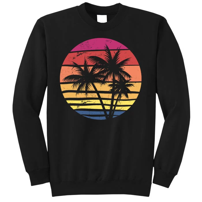 Summer Colorful Palm Tree Retro Sunset Tall Sweatshirt