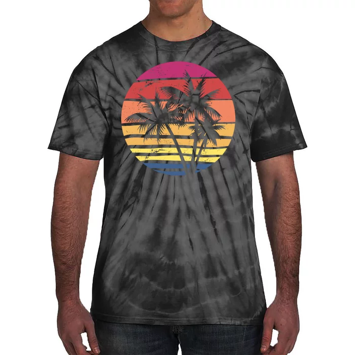 Summer Colorful Palm Tree Retro Sunset Tie-Dye T-Shirt