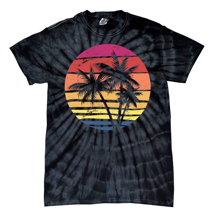 Summer Colorful Palm Tree Retro Sunset Tie-Dye T-Shirt