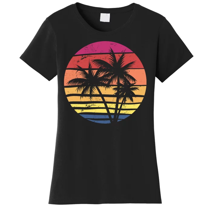 Summer Colorful Palm Tree Retro Sunset Women's T-Shirt