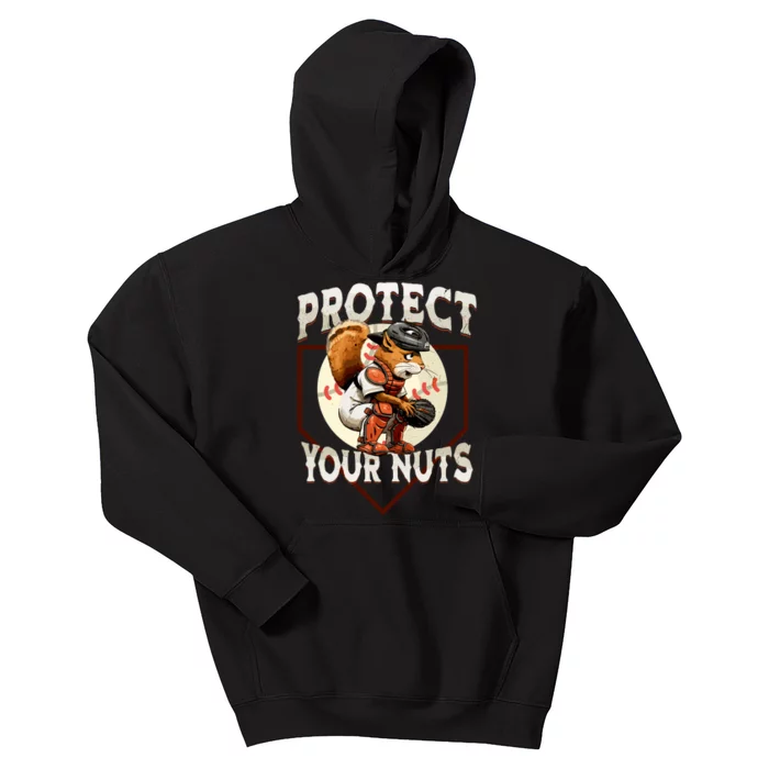 Squirrel Catcher Protect Your Nuts Funny Baseball Kids Hoodie