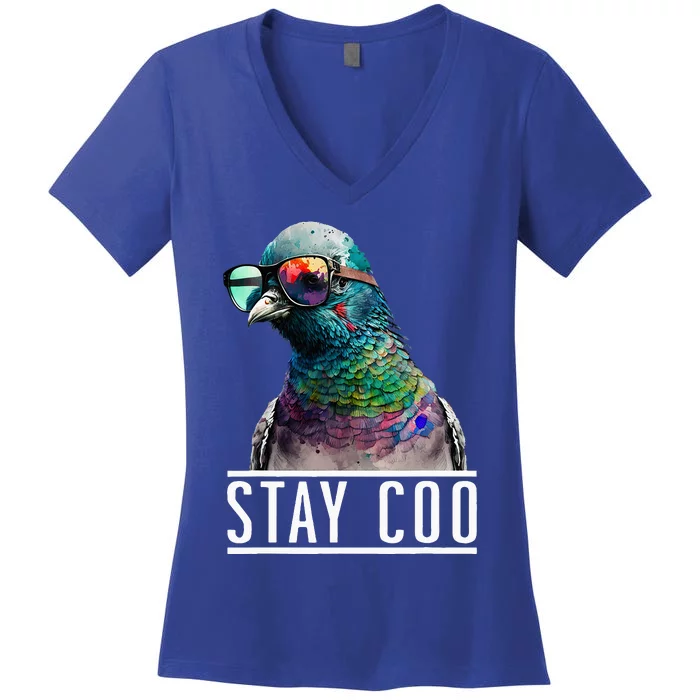 Stay Coo Pigeon Lover Animal Lover Birds Owner Women's V-Neck T-Shirt