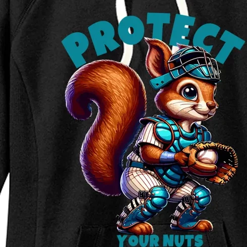 Squirrel Catcher Protect Your Nuts Funny Baseball Gift Women's Fleece Hoodie