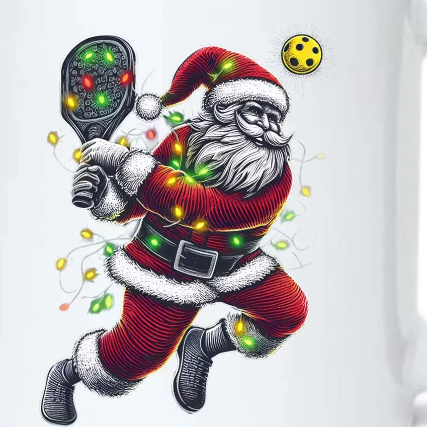 Santa Claus Playing Pickleball Lover Christmas Holiday Gift Black Color Changing Mug