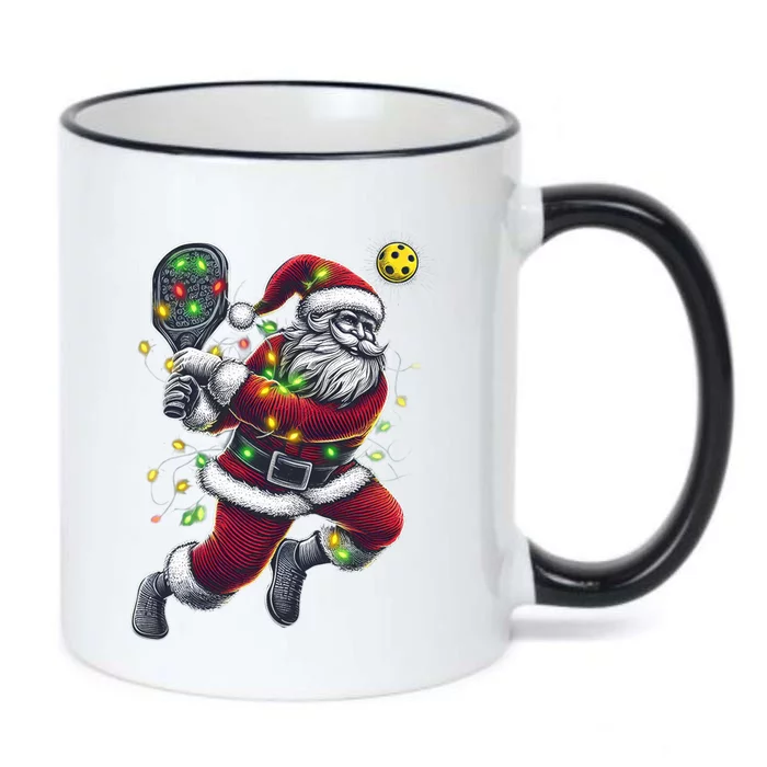 Santa Claus Playing Pickleball Lover Christmas Holiday Gift Black Color Changing Mug