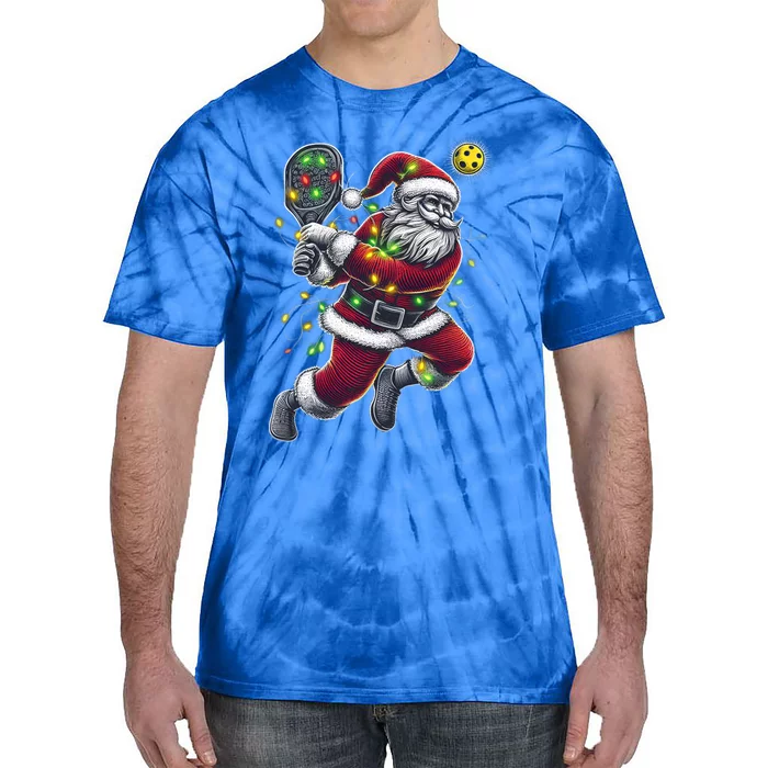 Santa Claus Playing Pickleball Lover Christmas Holiday Gift Tie-Dye T-Shirt