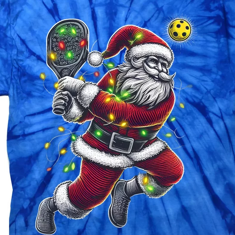 Santa Claus Playing Pickleball Lover Christmas Holiday Gift Tie-Dye T-Shirt