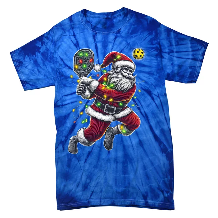 Santa Claus Playing Pickleball Lover Christmas Holiday Gift Tie-Dye T-Shirt