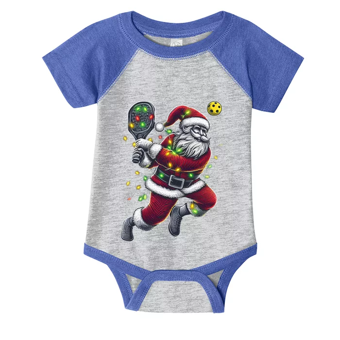 Santa Claus Playing Pickleball Lover Christmas Holiday Gift Infant Baby Jersey Bodysuit