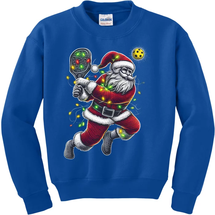 Santa Claus Playing Pickleball Lover Christmas Holiday Gift Kids Sweatshirt