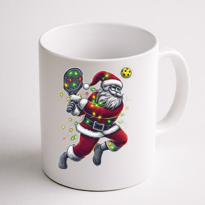 Santa Claus Playing Pickleball Lover Christmas Holiday Gift Front & Back Coffee Mug