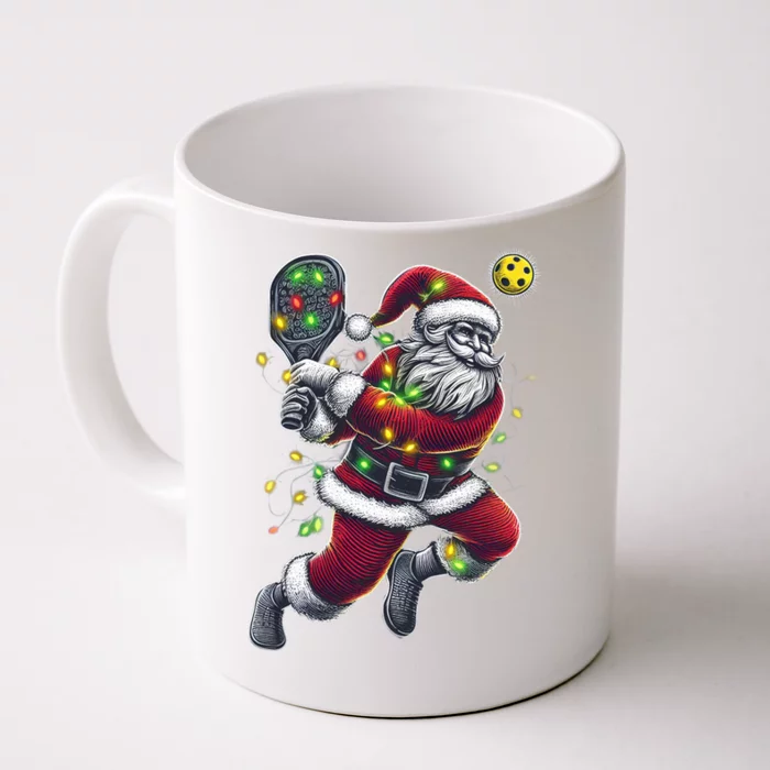 Santa Claus Playing Pickleball Lover Christmas Holiday Gift Front & Back Coffee Mug