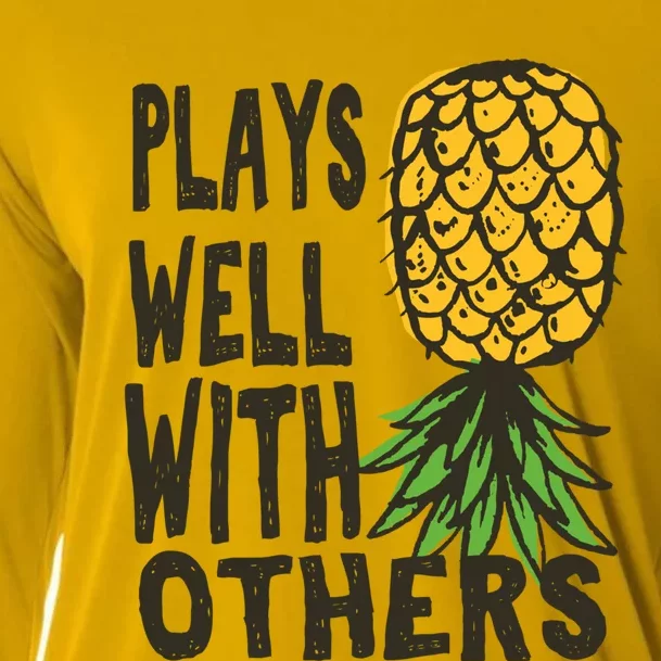 Swinger Couples Plays Well With Others Upside Down Pineapple Great Gift Cooling Performance Long Sleeve Crew