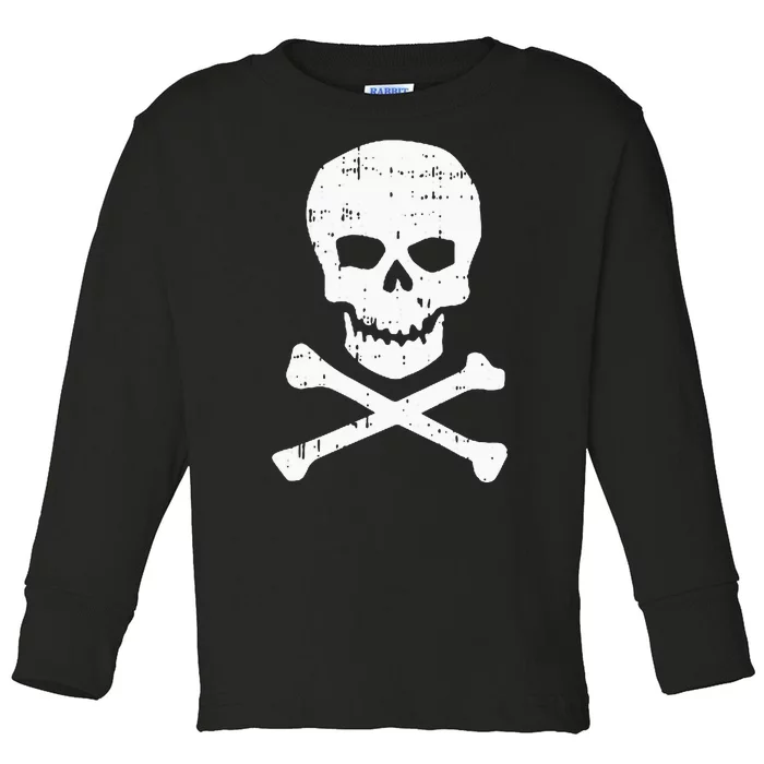 Skull Crossbones Pocket Halloween Costume Skeleton Bones Toddler Long Sleeve Shirt