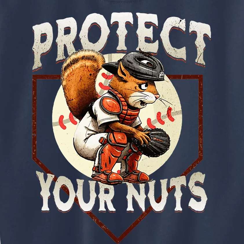 Squirrel Catcher Protect Your Nuts Baseball Kids Sweatshirt